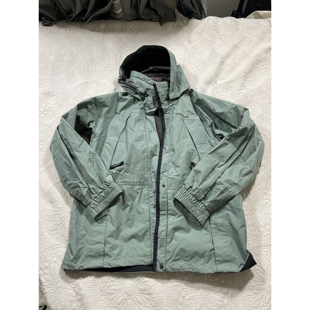 Marmot Green Waterproof Hooded Ski Jacket Men’s Size XL Snow Shell